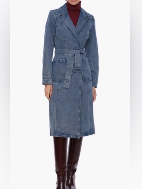 House of Harlow 1960 Jackets & Blazers - NWOT House of Harlow 1960 Double Breasted Denim Blue Belted Trench Coat Size M